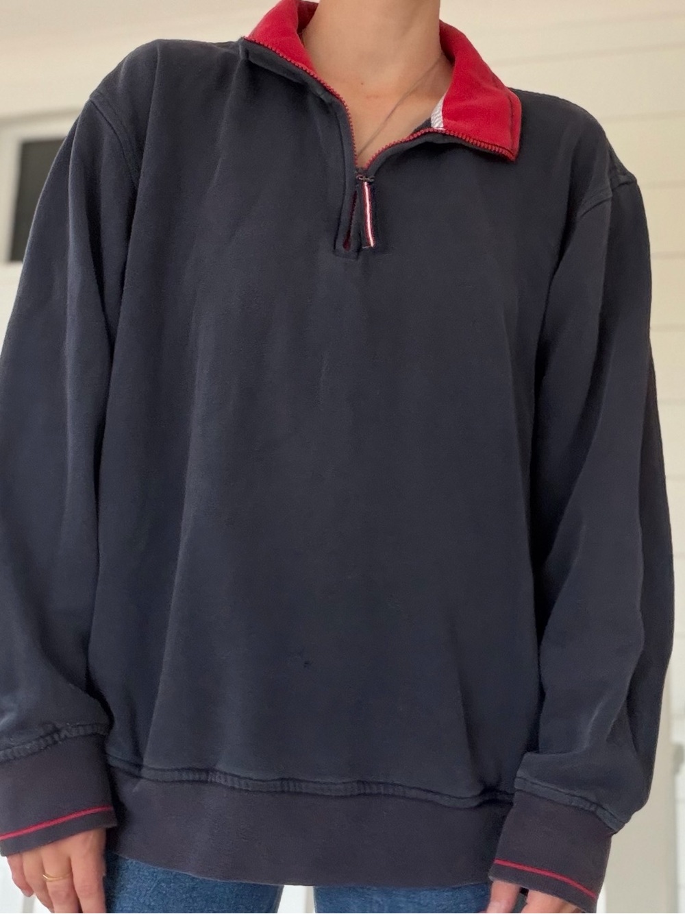 Vintage Tommy Hilfiger 1/4 Zip Pullover Navy - Men's L (Oversized Women’s M/L)